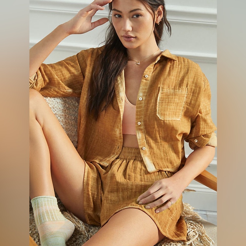 Anthropologie Daily Practice Santorini Summer Set in Yellow